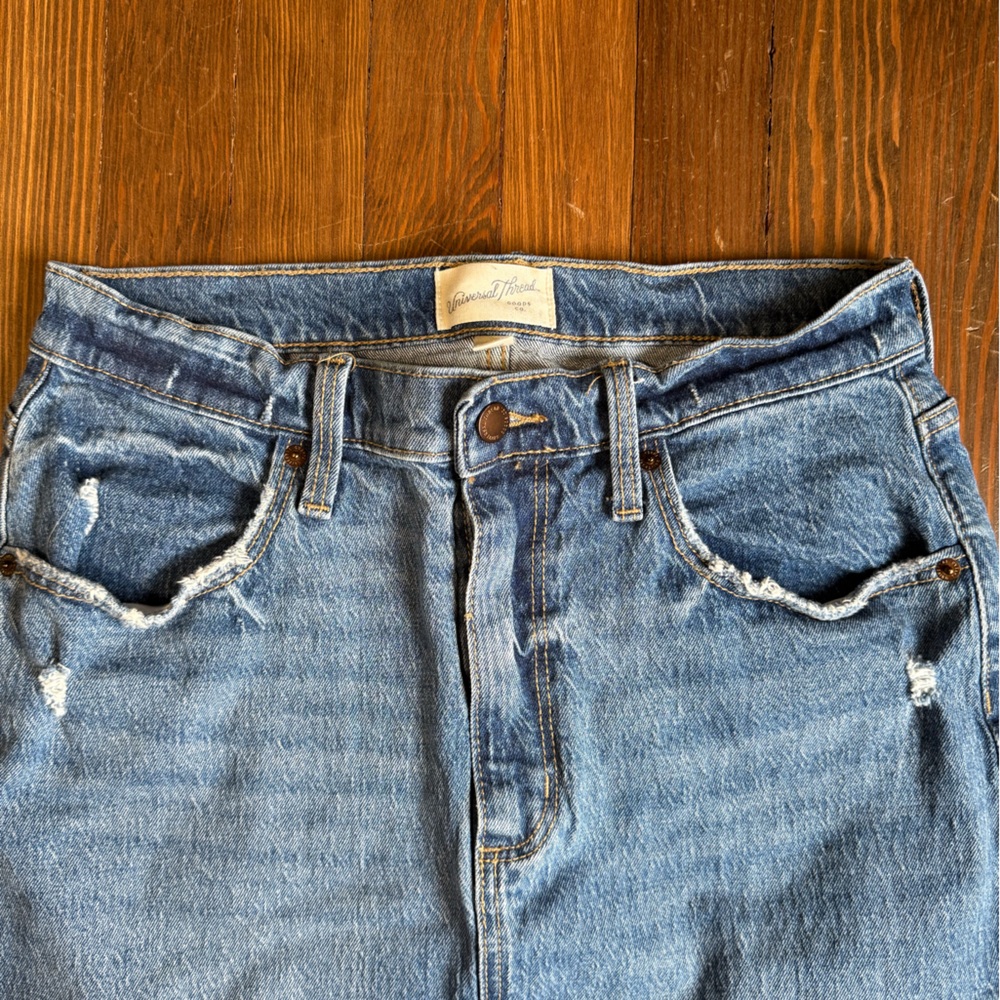 Universal Thread Distressed Denim Midi Skirt - image 2